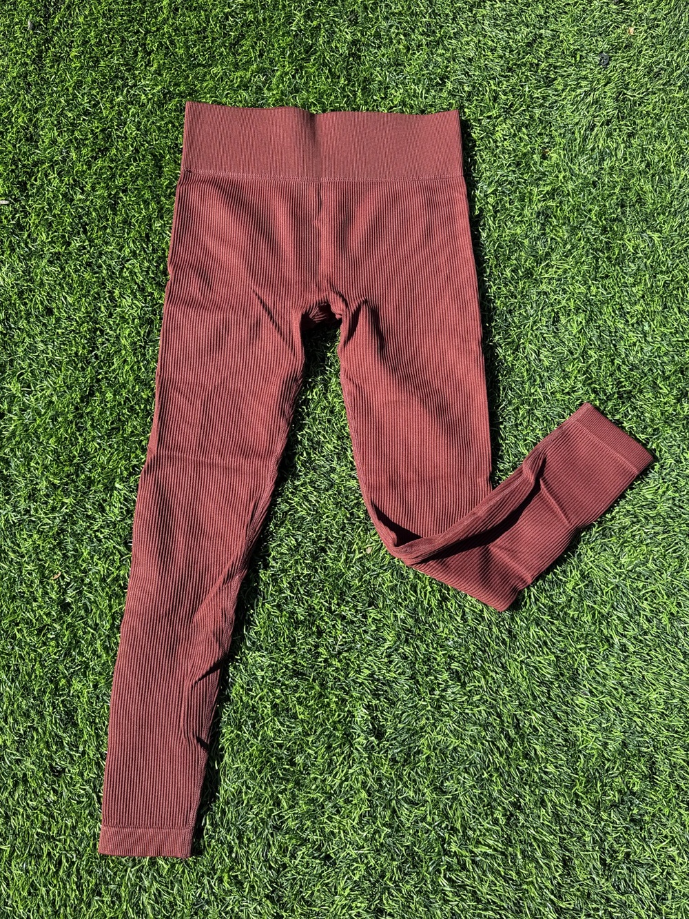 Ribbed High-Waist Leggings - Brown - Picture 2 of 4